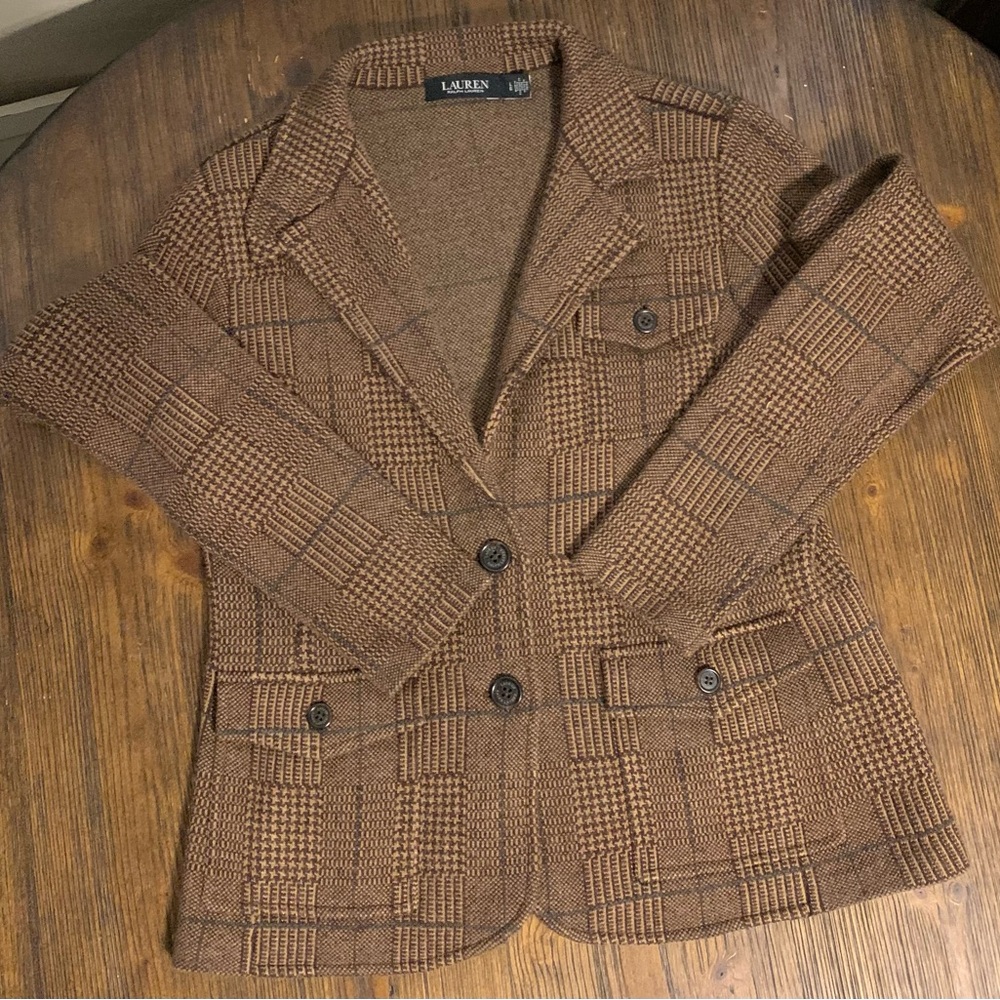 Lauren Ralph Lauren Brown Plaid Blazer